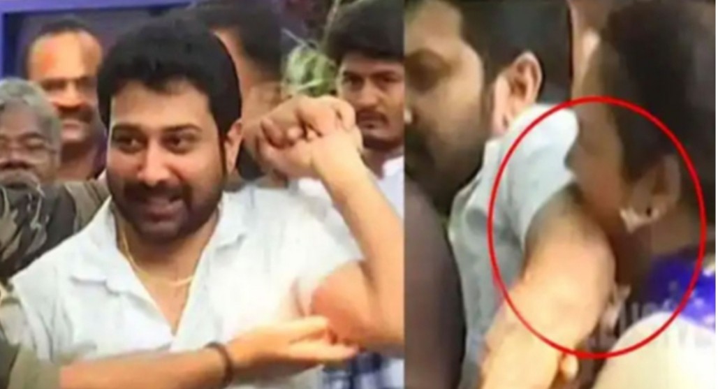 நடிகரின் கையை கடித்த நடிகை..இணையத்தில் வைரலாகும் வீடியோ.!!