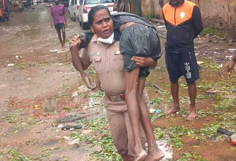 வலிப்பு நோய் ஏற்பட்டு மயங்கிய கல்லறை தொட்ட பணியாளை சற்றும் யோசிக்காமல் தொட்டு தூக்கிய பெண் இன்ஸ்பெக்டர்!