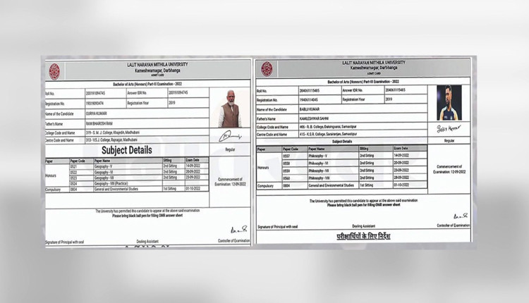 பல்கலைக்கழகத்தில் ஏற்பட்ட சர்ச்சை! ஹால் டிக்கெட்டில் மோடி மற்றும் விளையாட்டு வீரர்களின் புகைப்படம்! 