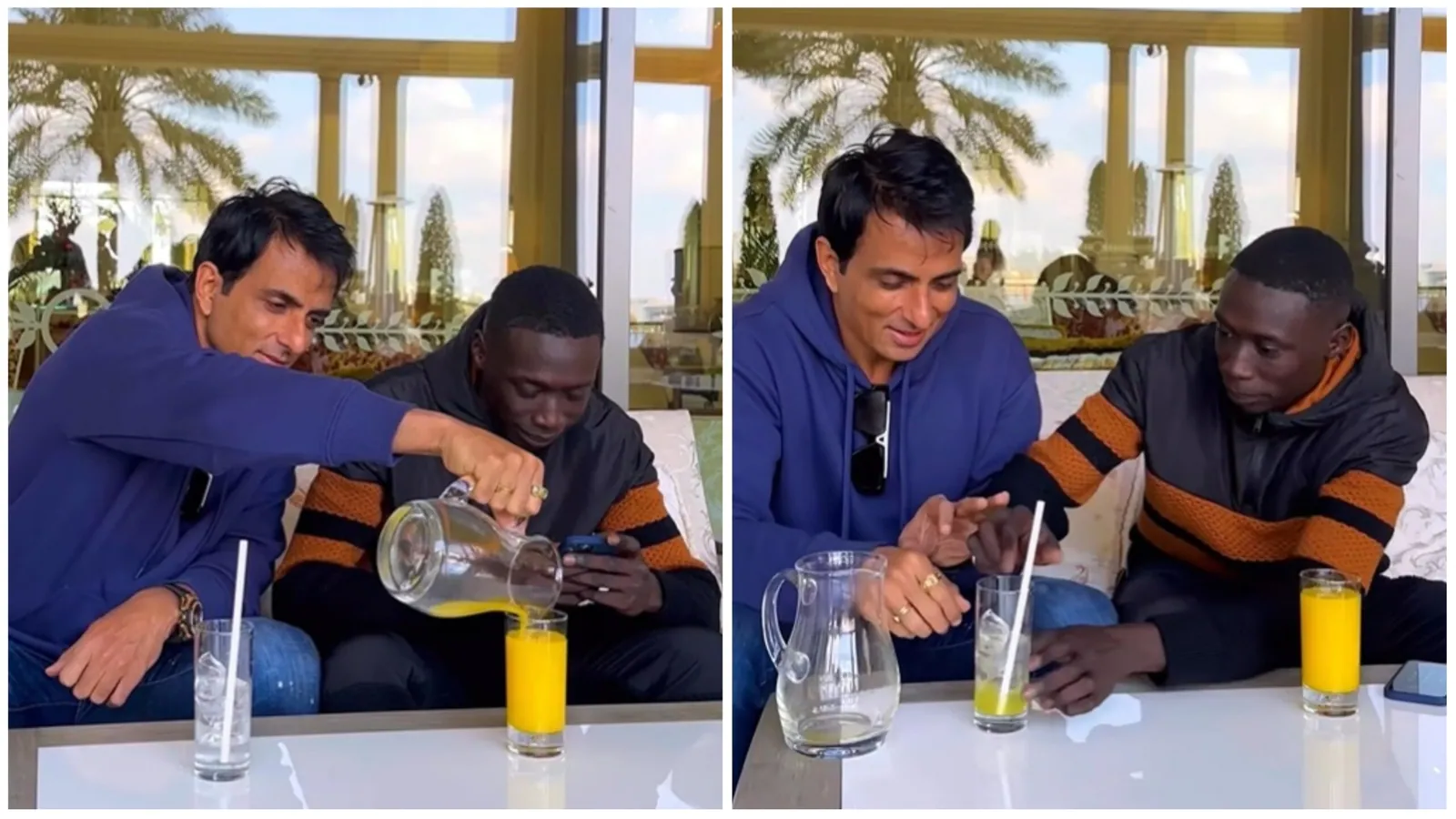 சோனு சூட் க்கு தக் லைஃப் கொடுத்த காப்பிய! இணையத்தில் வைரலாகும்  வீடியோ!